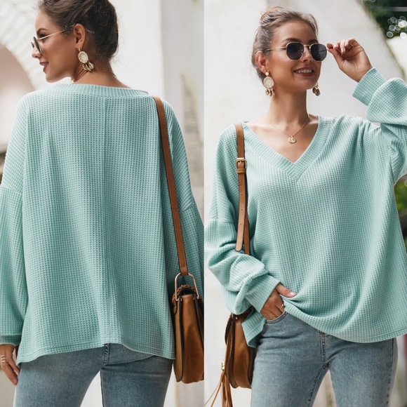 VANDA Vneck Casual Knit Long sleeve Top - Picture 2 of 2